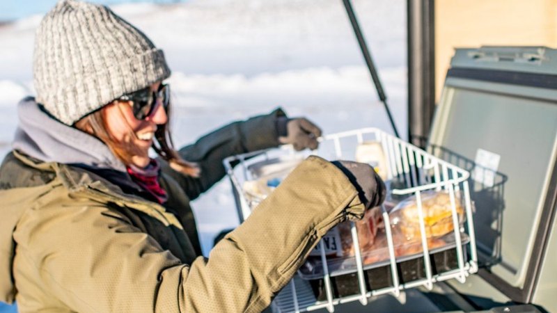 Cooking in the winter in an offroad camper