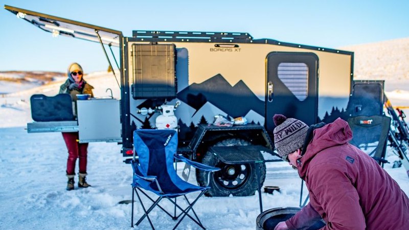 Cooking in the winter in an offroad camper
