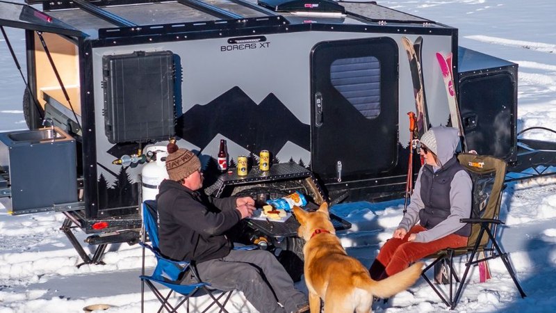 Setting up a tire table on an offroad camper