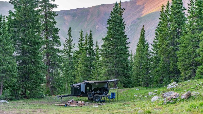 Boreas Campers XT off grid camper trailer in the mountains