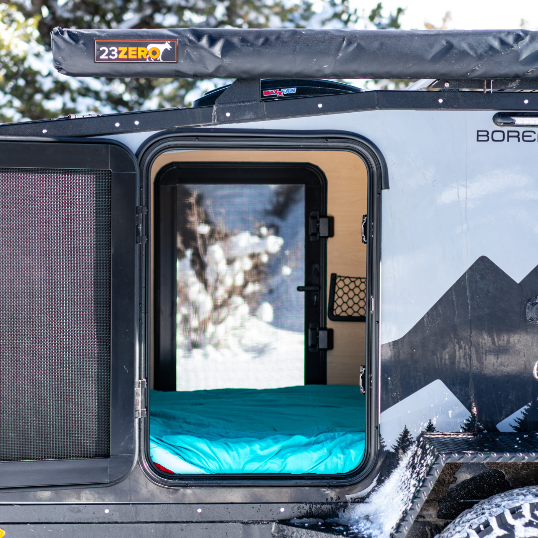 overland trailer door open