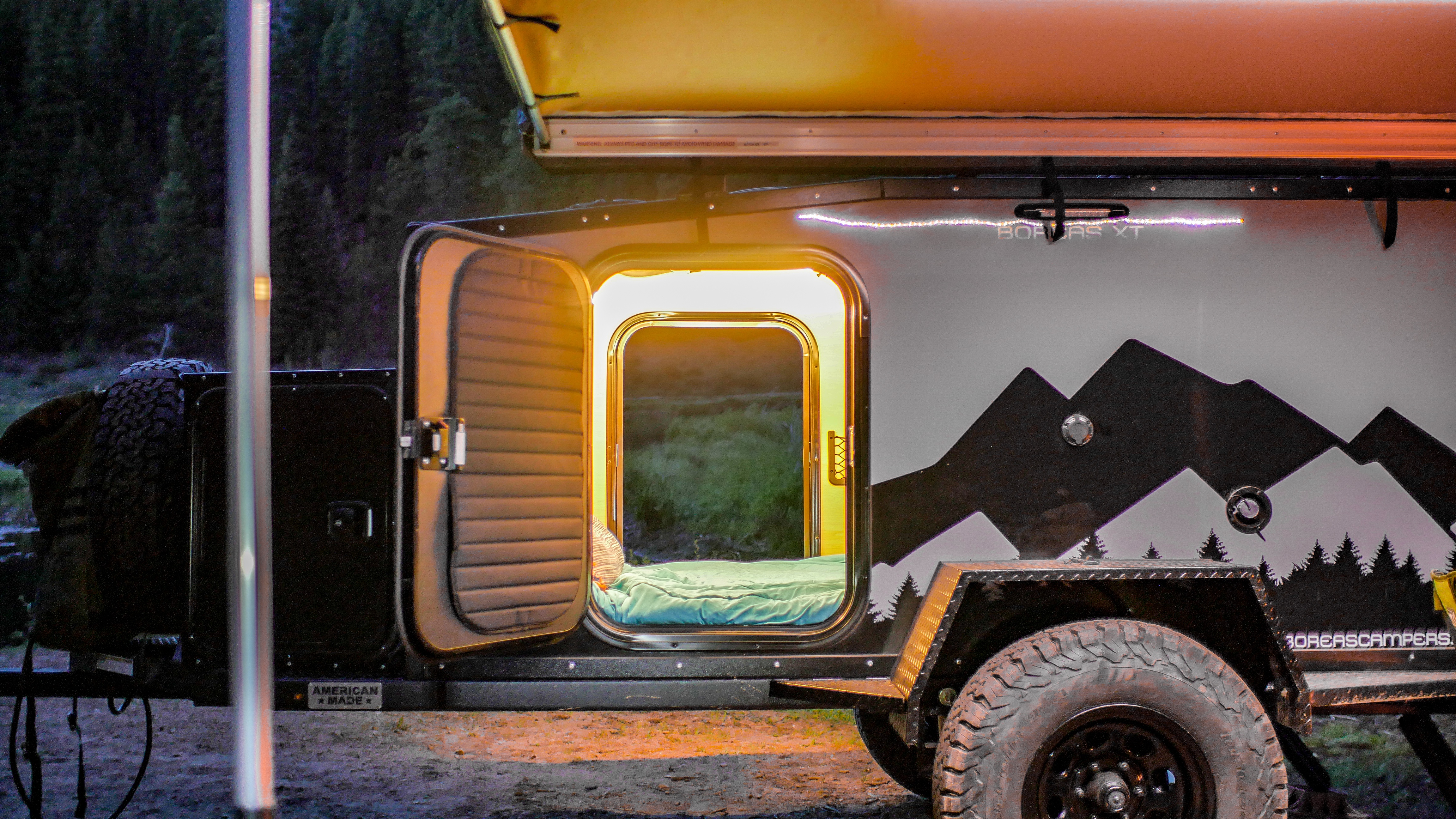 LED lights in an offroad camper trailer