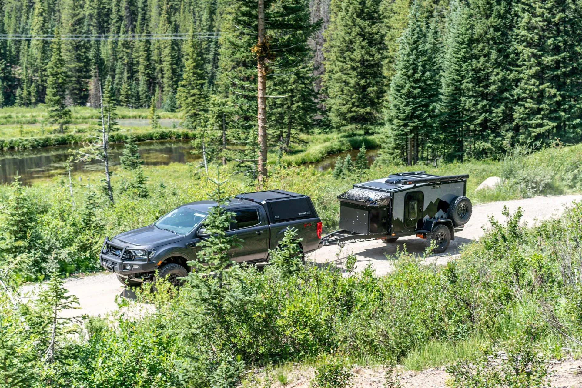 offroad camper trailer in nature